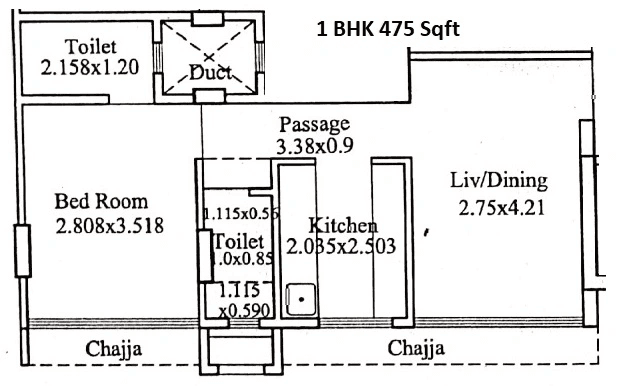 Rishabh Rajkamal Park Unit plan - 475 sq.ft.