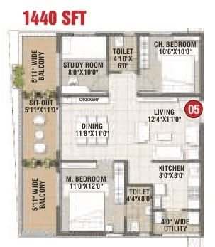 Unit plan - 1008 sq.ft.