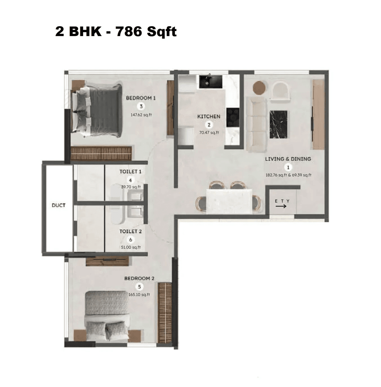 Poonam Armaan Unit plan - 786 sq.ft.