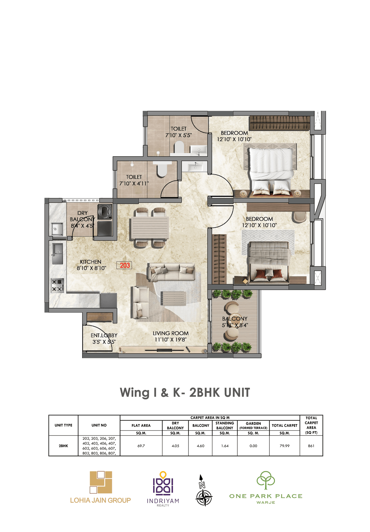 Unit plan - 861 sq.ft.