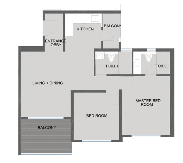Kolte Patil Bond Unit plan - 766 sq.ft.