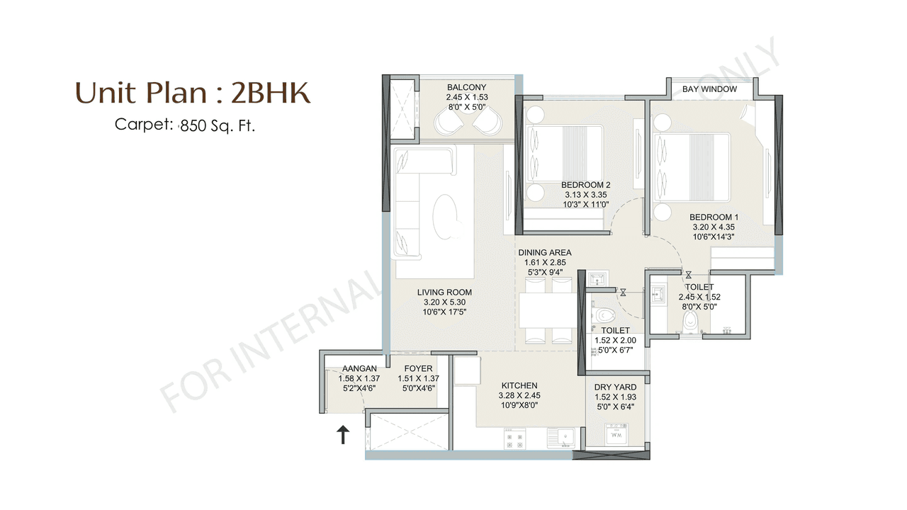 Jhamtani Ace Ayodhya Unit plan - 850 sq.ft.