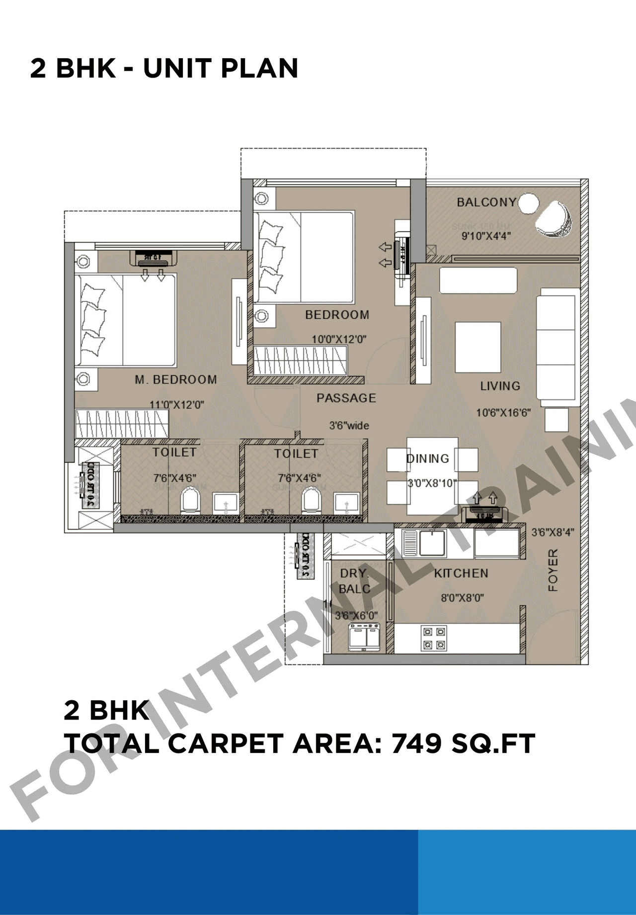 Shapoorji Joyville Vyomora Unit plan - 749 sq.ft.