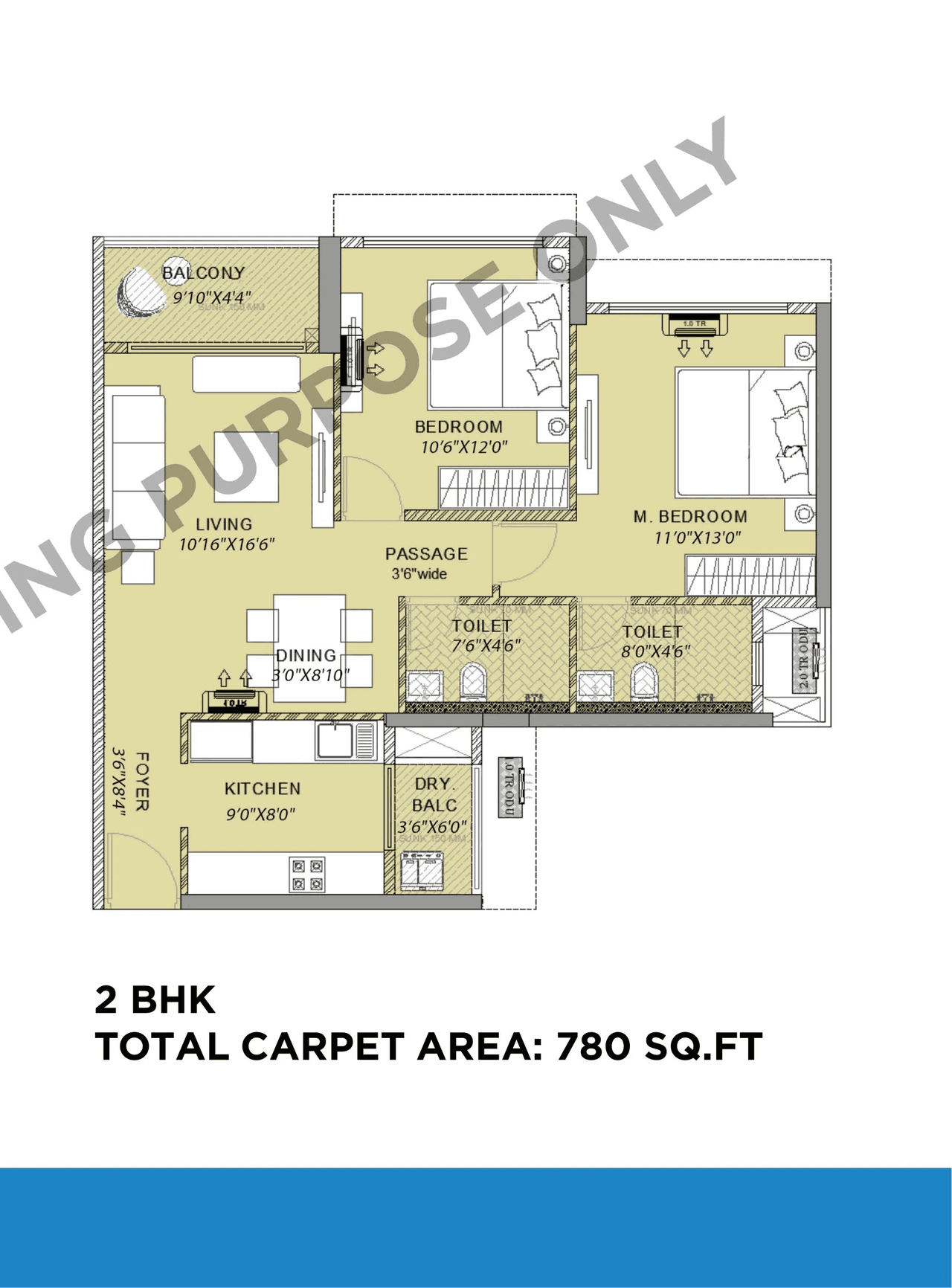 Shapoorji Joyville Vyomora Unit plan - 779 sq.ft.