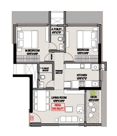 Oxford Navrang Laxmi Unit plan - 610 sq.ft.