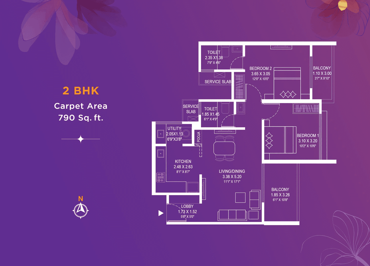 VTOP Prime Punawale Unit plan - 790 sq.ft.