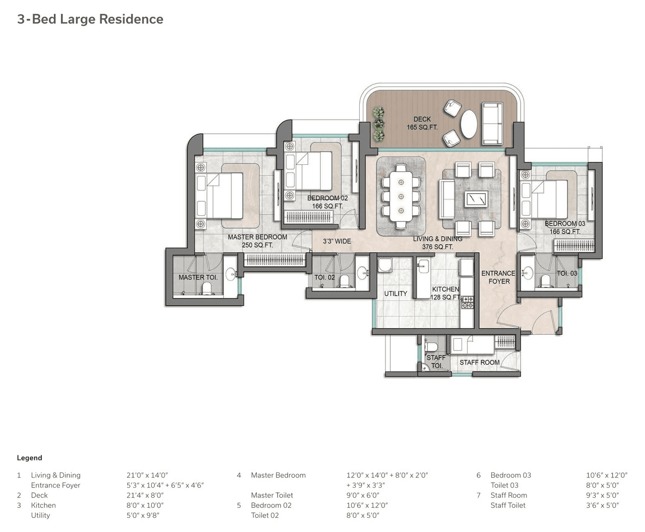 Lodha Sewri Unit plan - 1442 sq.ft.
