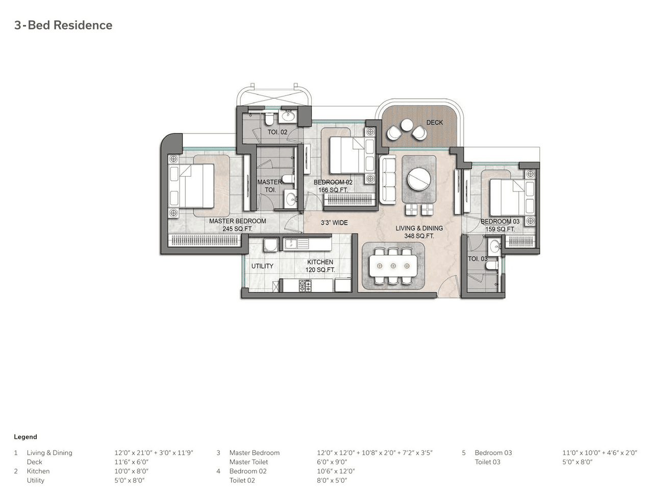 Lodha Aureus Unit plan - 1148 sq.ft.