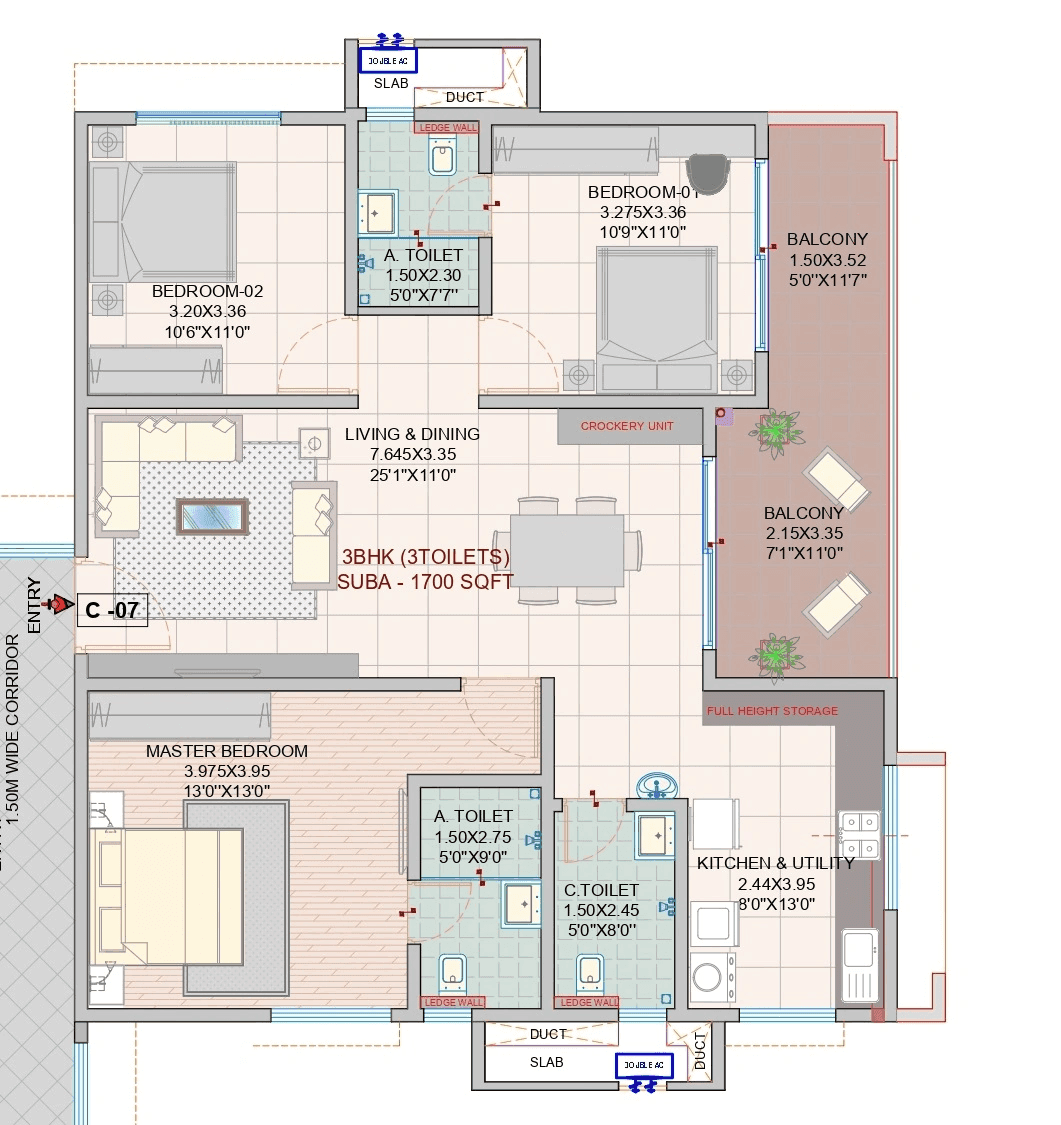 Myhna Vistara Unit plan - 1224 sq.ft.