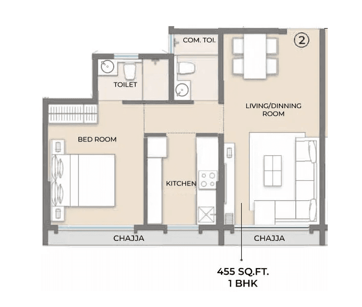 Unit plan - 455 sq.ft.