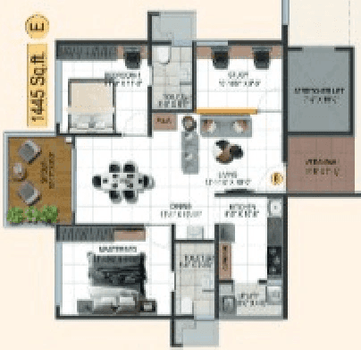 Ananda Homes Legacey Unit plan - 1011 sq.ft.
