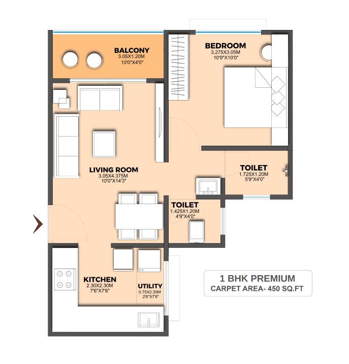 Unit plan - 450 sq.ft.