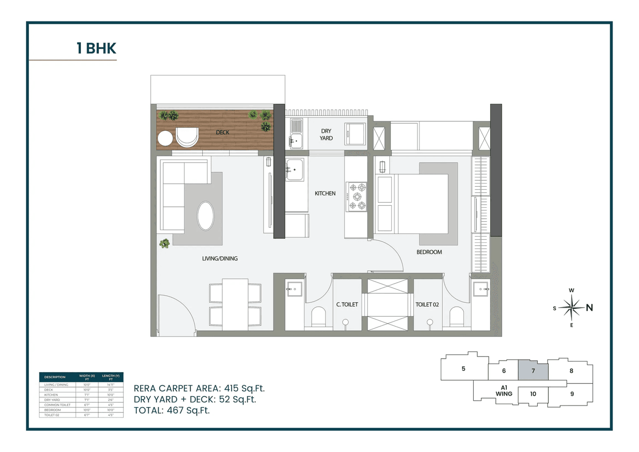 AnchorPoint Unit plan - 467 sq.ft.