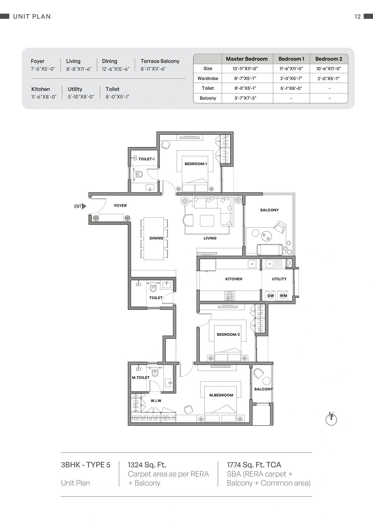 Unit plan - 1241 sq.ft.
