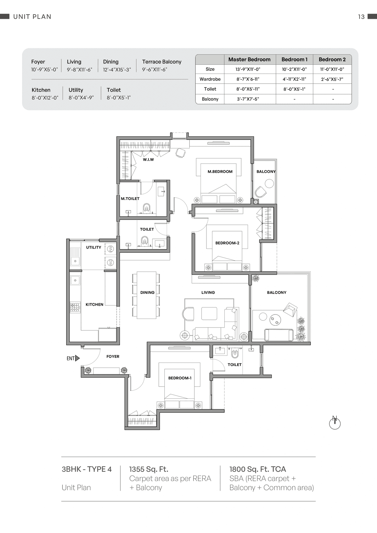 Assetz Miru & Miyo Unit plan - 1288 sq.ft.