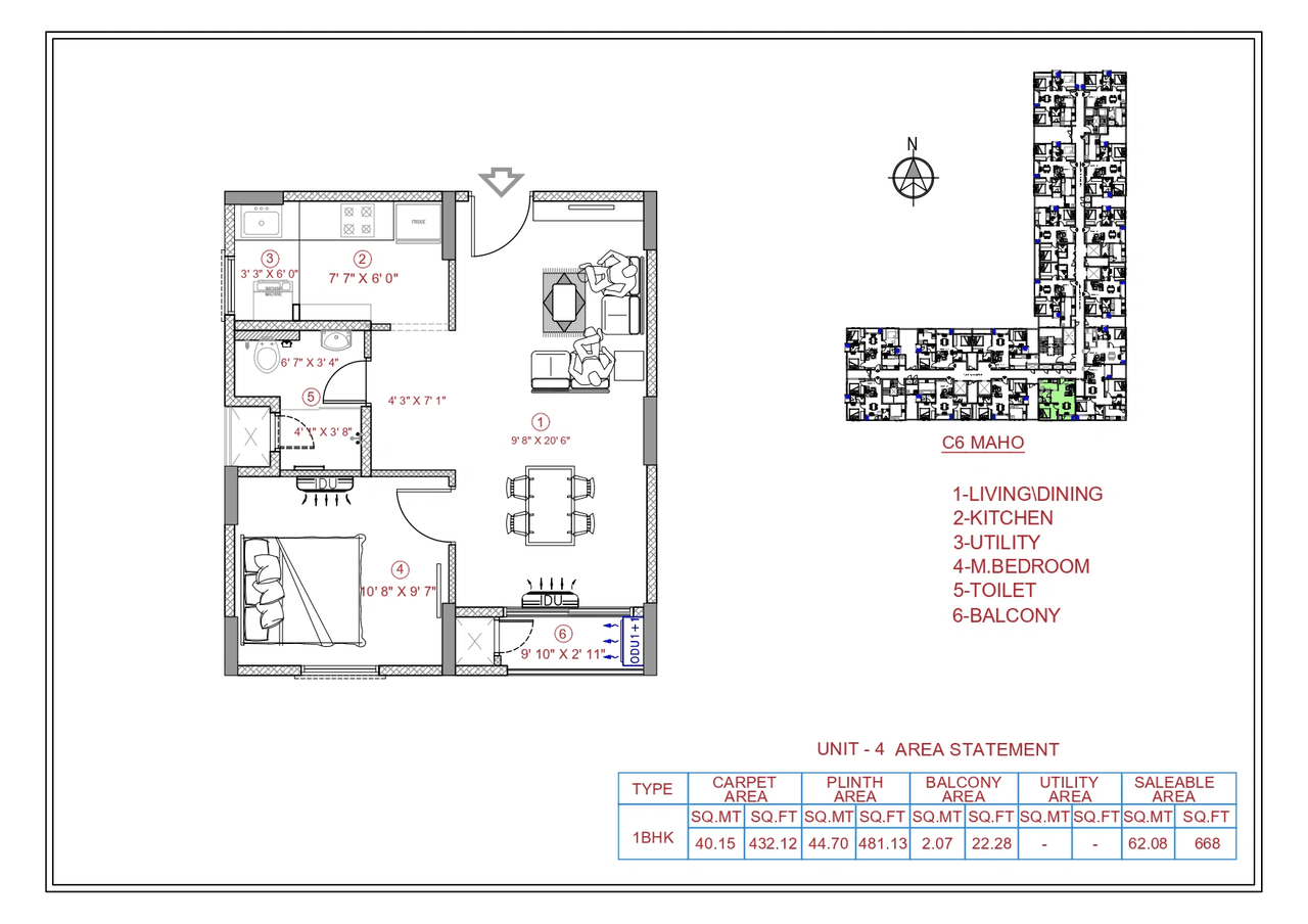 Unit plan - 434 sq.ft.