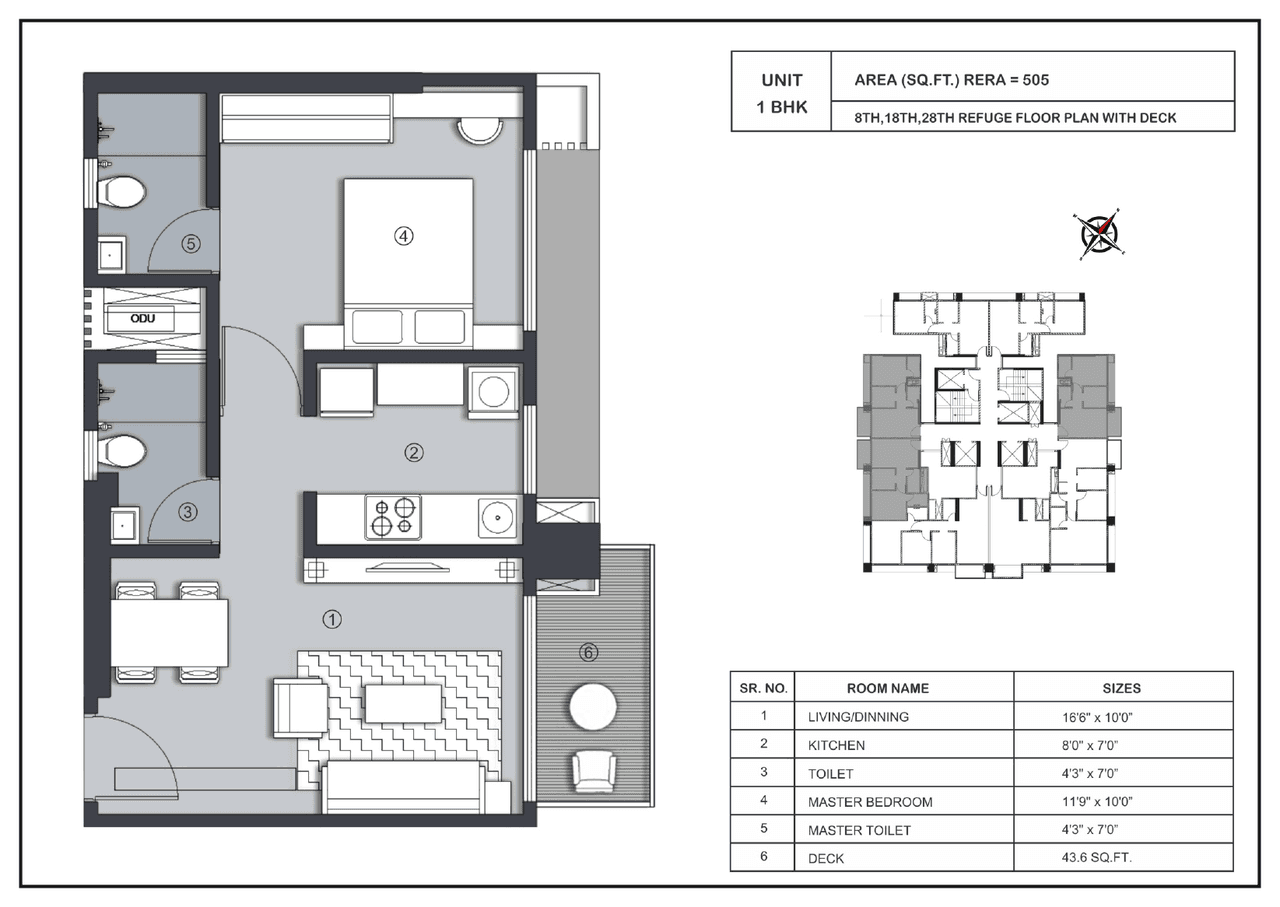 Jaydeep La Residency Unit plan - 505 sq.ft.