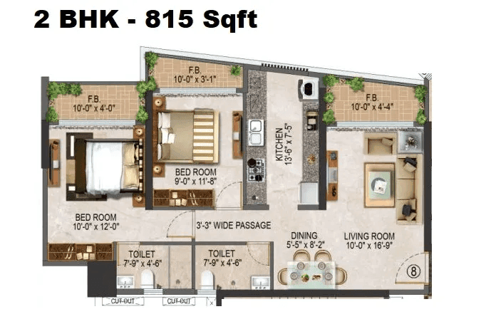 Unit plan - 815 sq.ft.