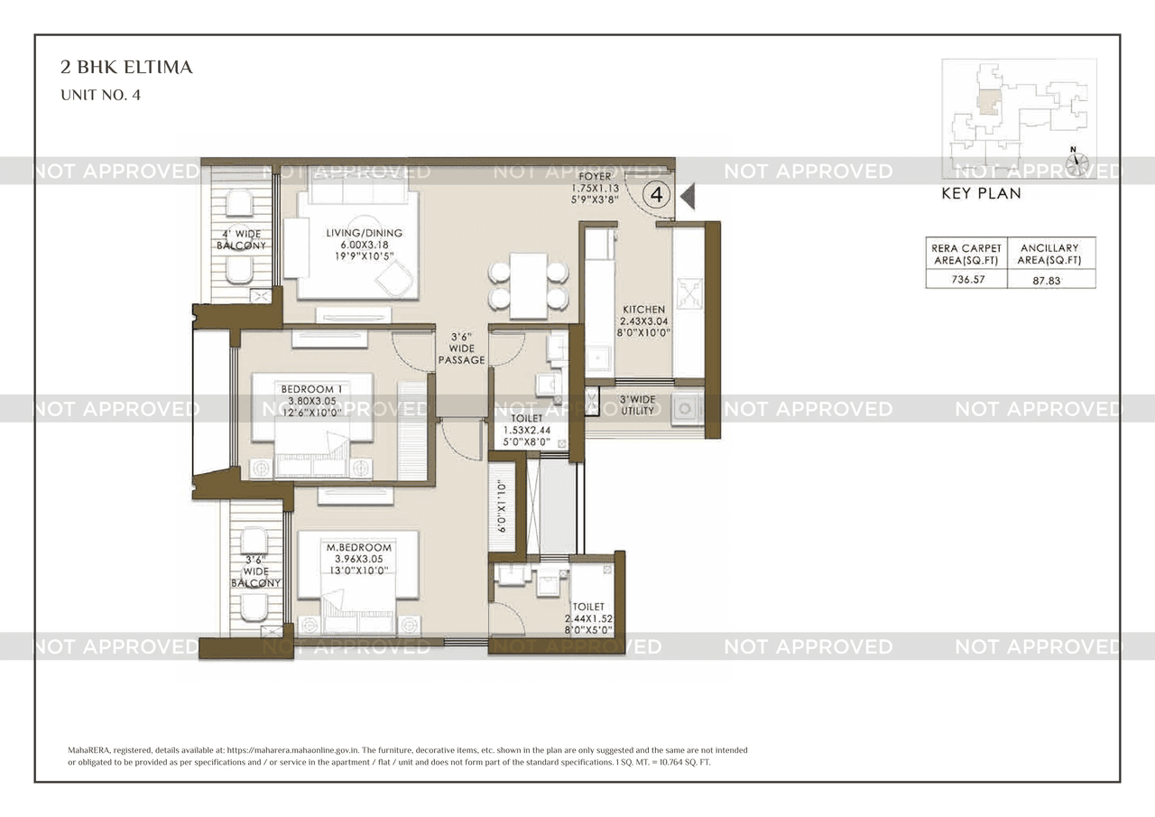 L&T Island Cove Tower 4 Unit plan - 825 sq.ft.