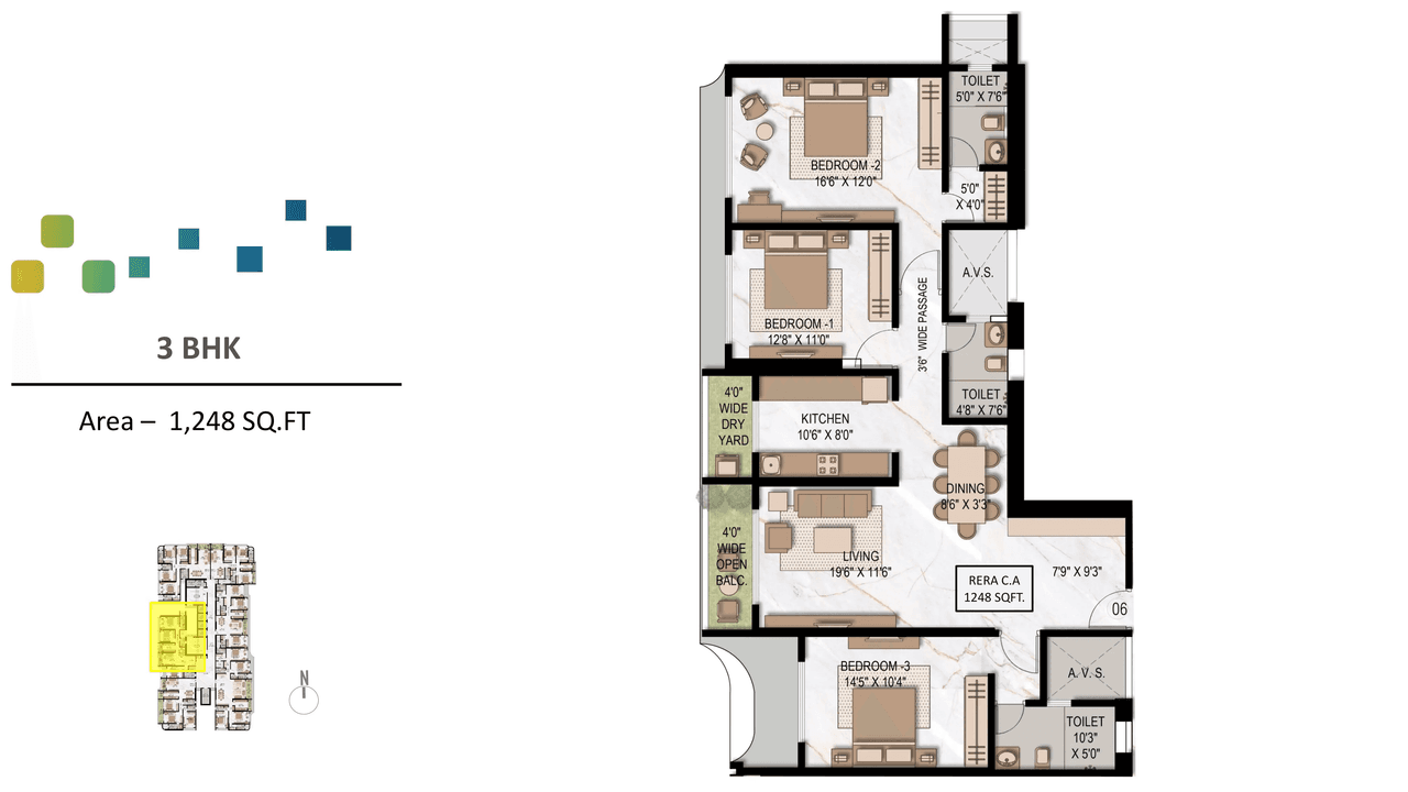 Unit plan - 1248 sq.ft.