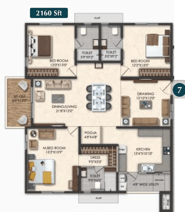 Honer Signatis Unit plan - 1419 sq.ft.