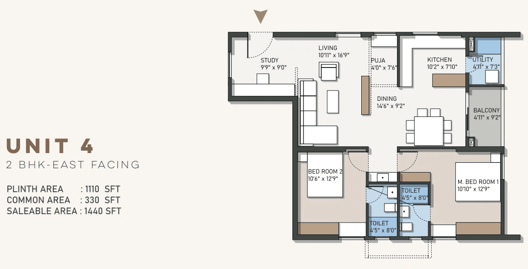 Unit plan - 982 sq.ft.