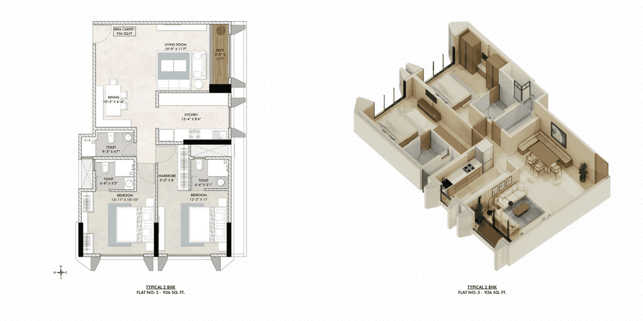 Unit plan - 936 sq.ft.