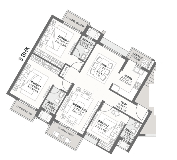 Savvy Marina Unit plan - 1263 sq.ft.
