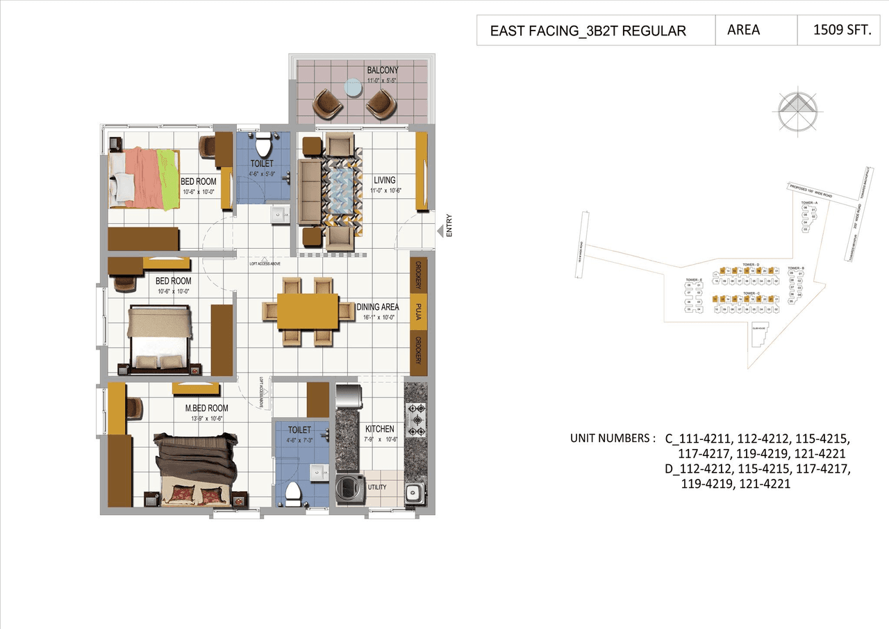 Unit plan - 981 sq.ft.