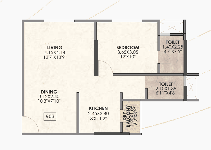 Venkatesh Anandmayi Unit plan - 602 sq.ft.