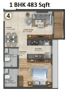 Rockline The Meridian Towers Unit plan - 483 sq.ft.