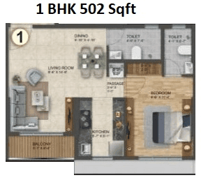 Rockline The Meridian Towers Unit plan - 502 sq.ft.