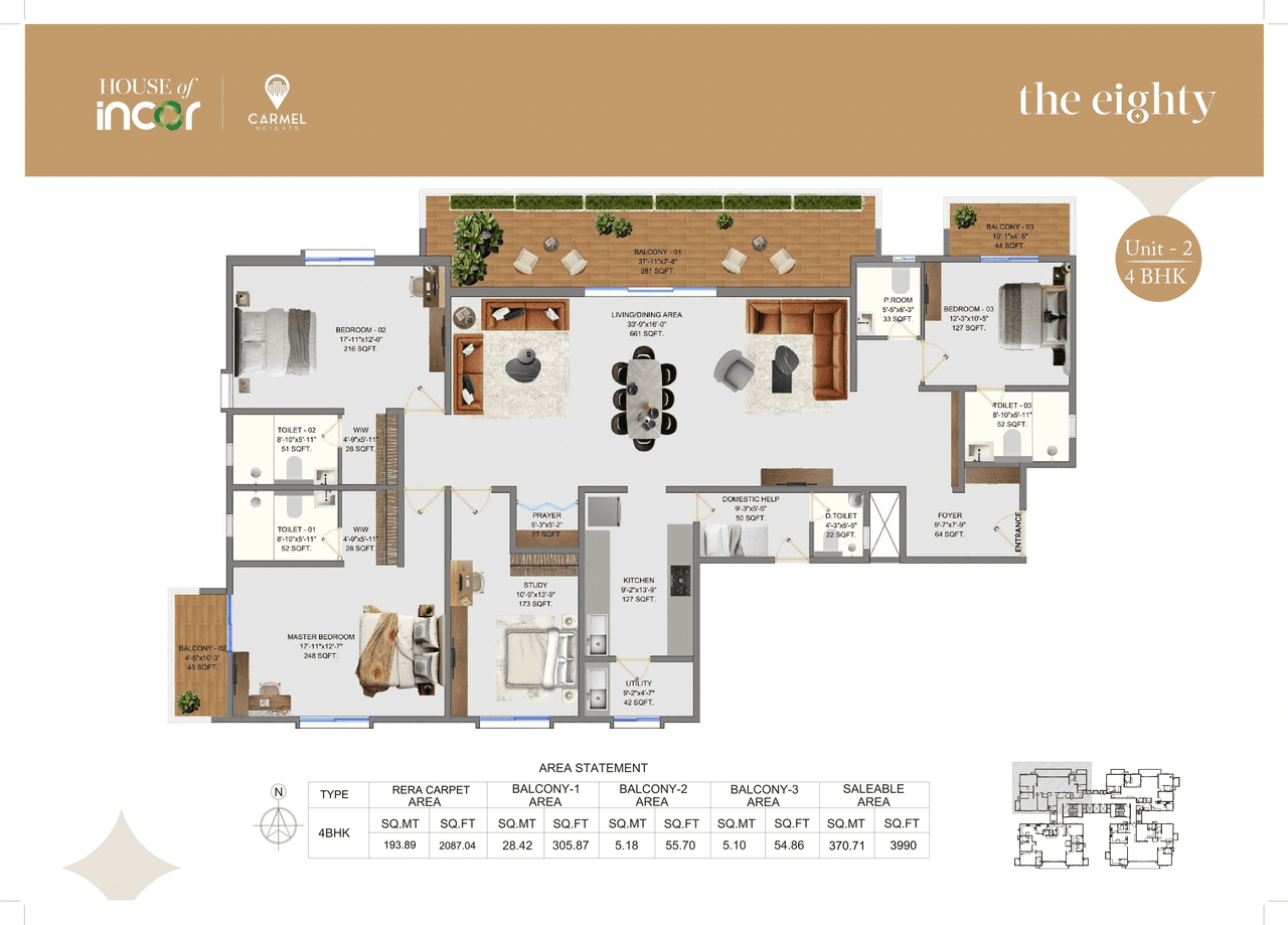 Incor Carmel Heights Unit plan - 2087 sq.ft.
