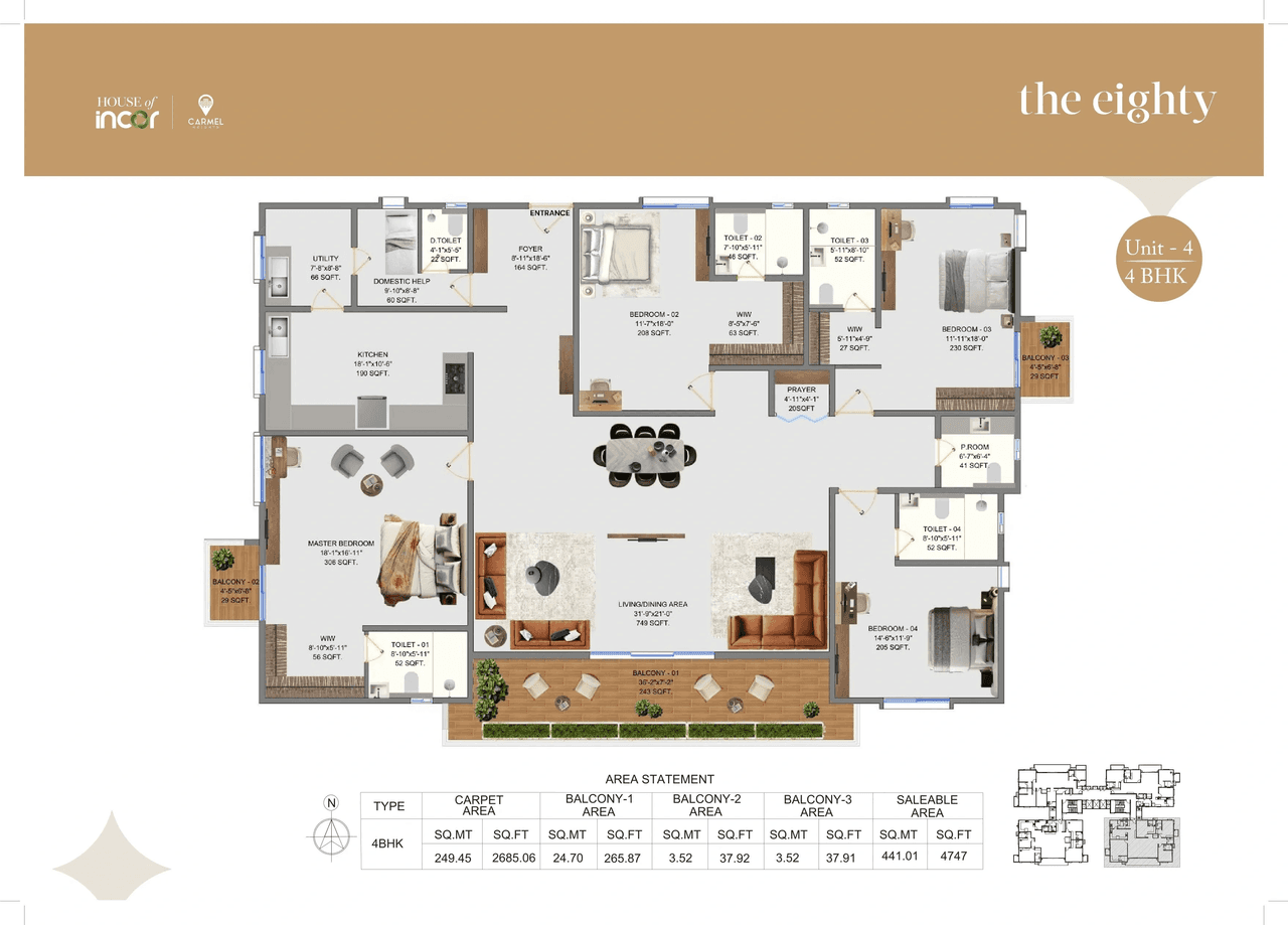 Incor Carmel Heights Unit plan - 2685 sq.ft.
