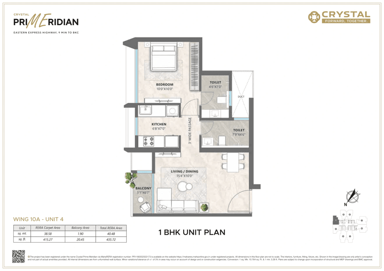 Crystal Prime Meridian Unit plan - 436 sq.ft.