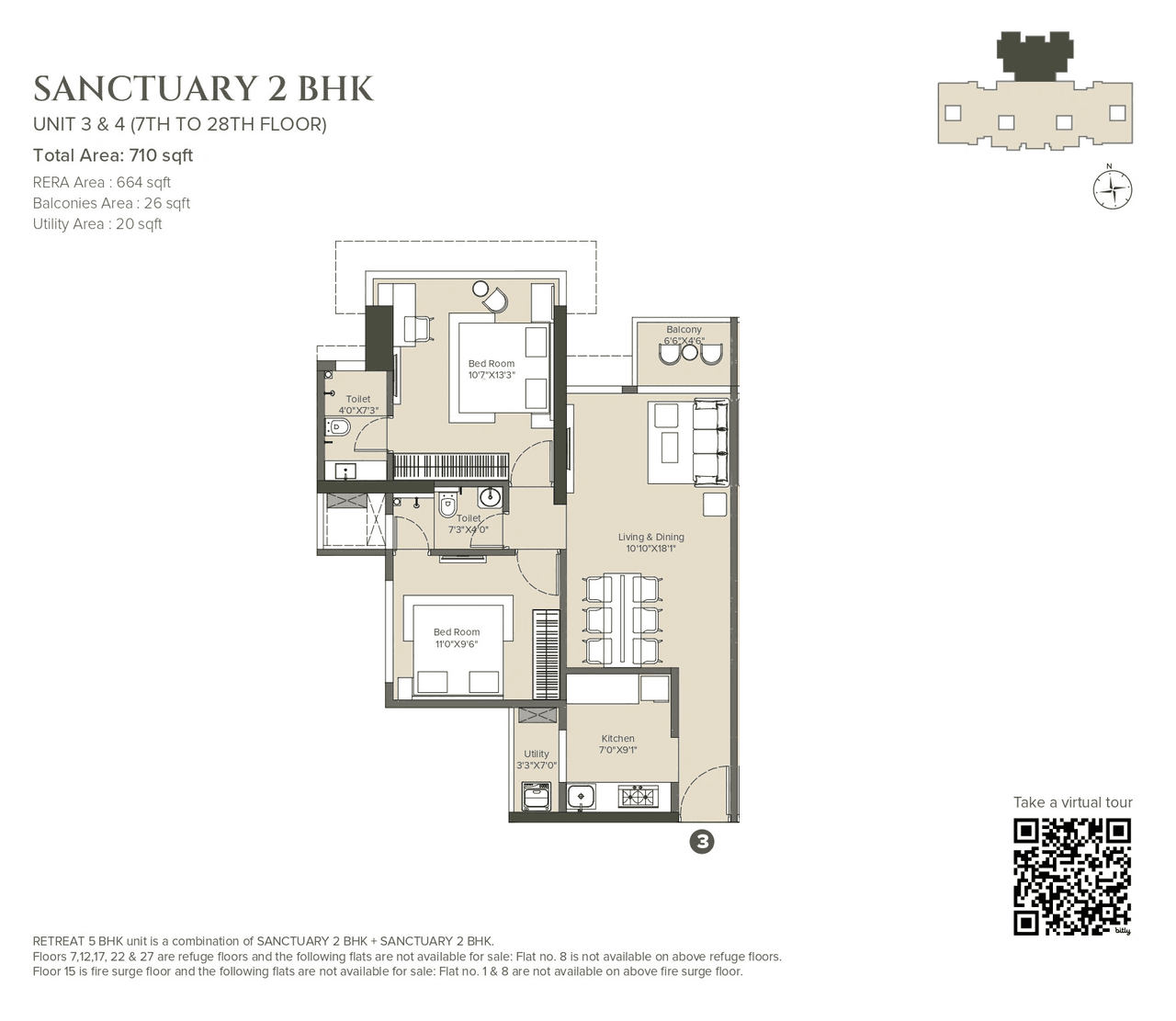 Marathon Nexzone Unit plan - 710 sq.ft.
