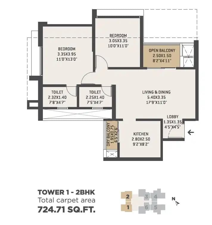 Unit plan - 725 sq.ft.