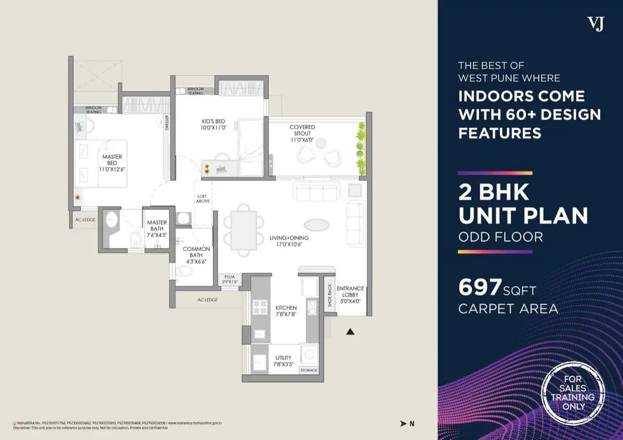 Unit plan - 697 sq.ft.