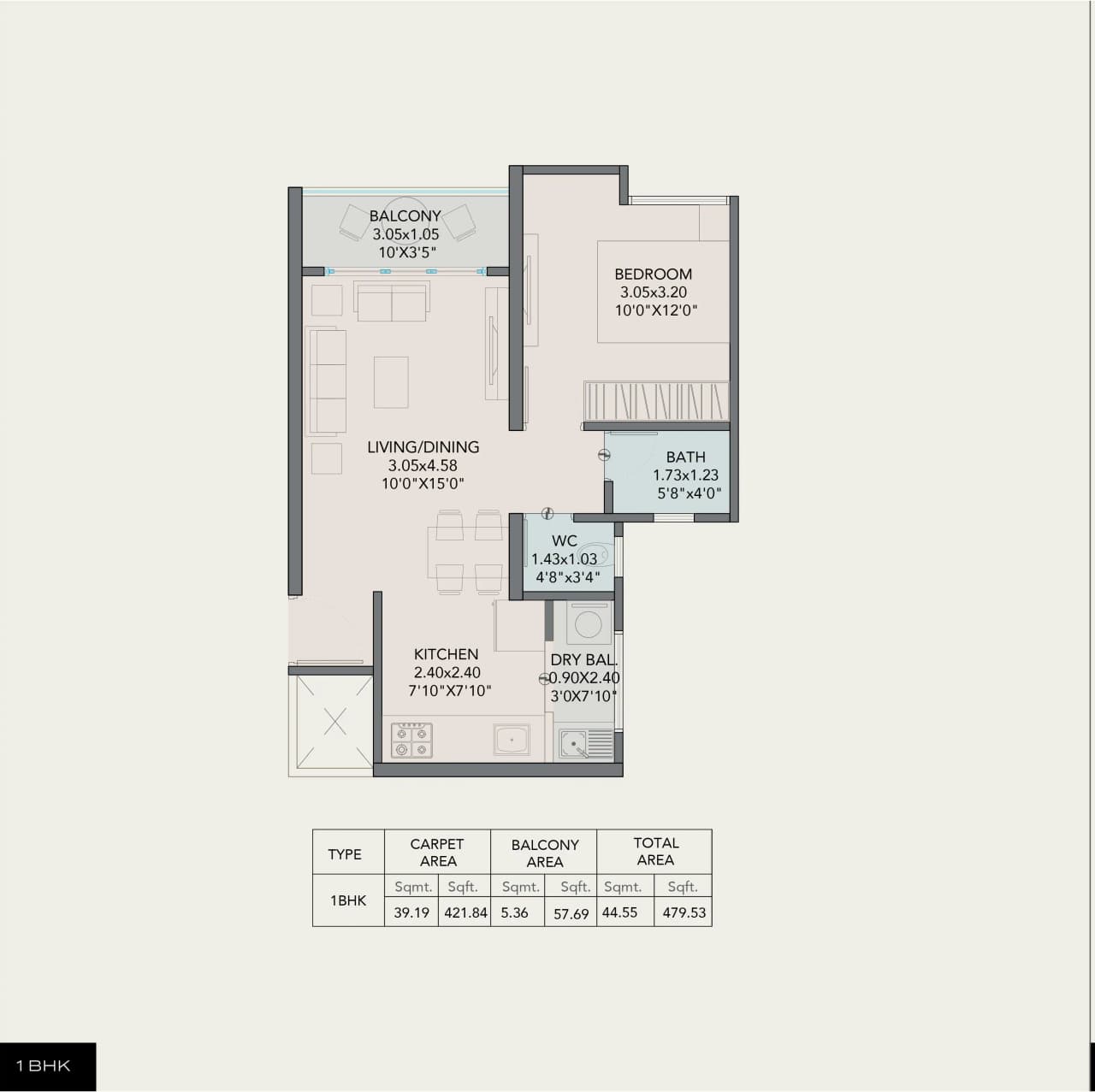 Unit plan - 480 sq.ft.