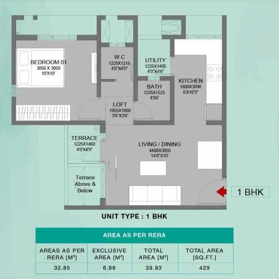 Unit plan - 435 sq.ft.