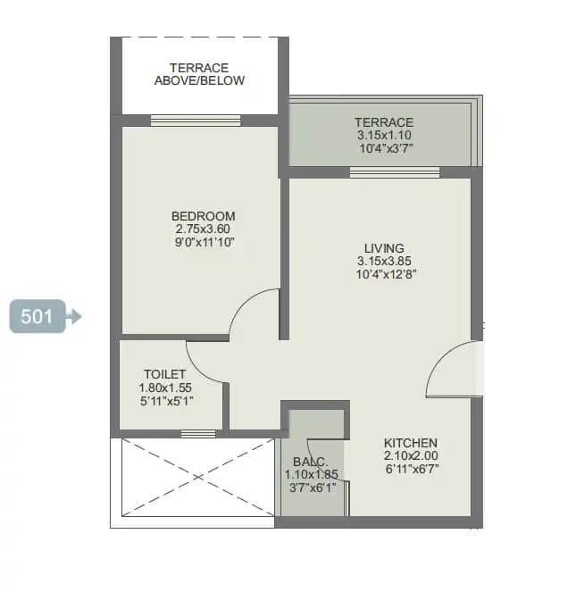 Unit plan - 406 sq.ft.