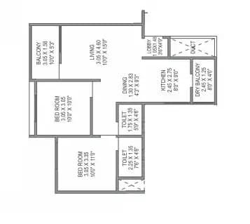 Unit plan - 689 sq.ft.