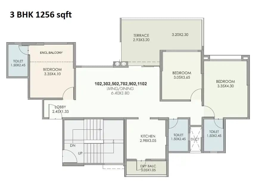 Unit plan - 1256 sq.ft.