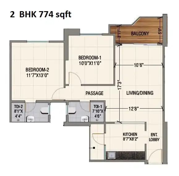 Unit plan - 774 sq.ft.