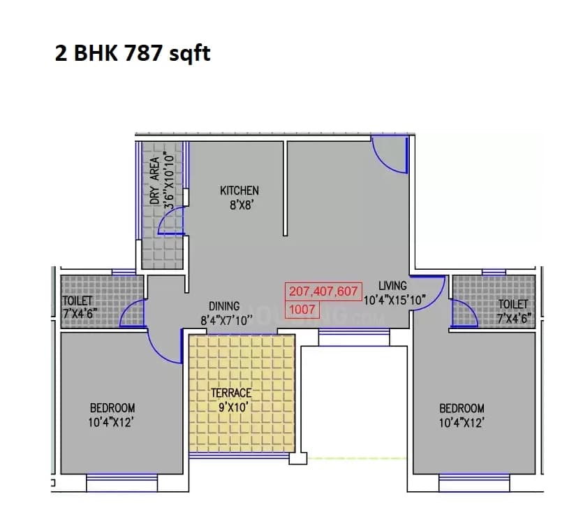 Unit plan - 787 sq.ft.