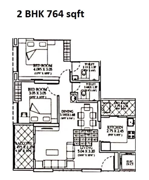 Unit plan - 764 sq.ft.