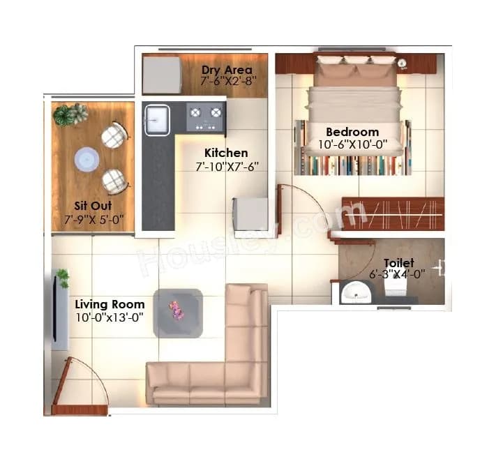 Unit plan - 410 sq.ft.