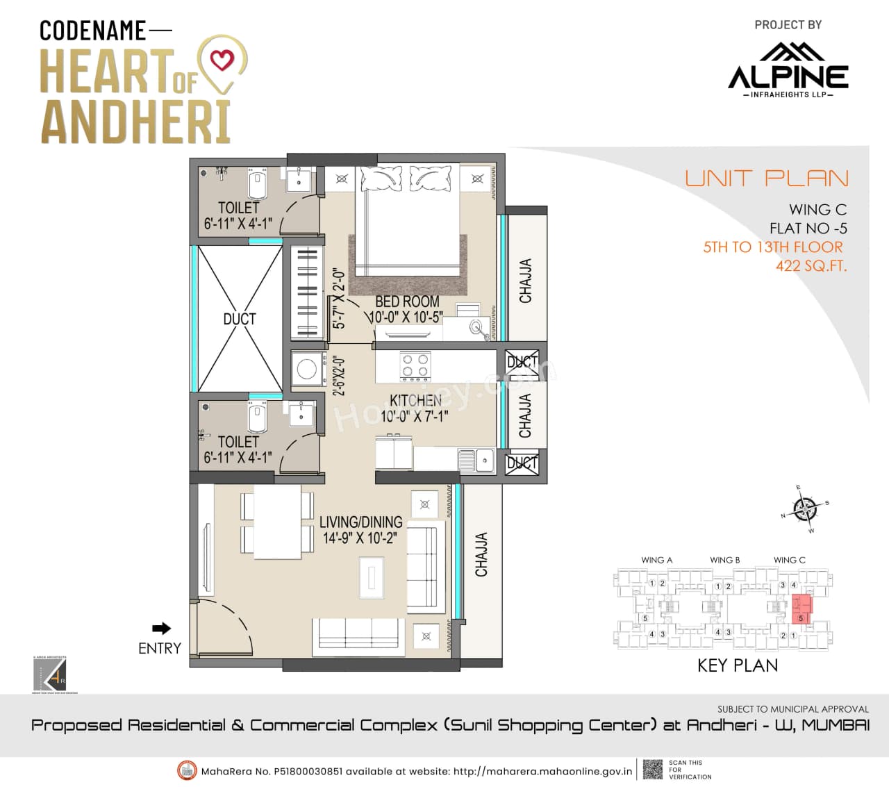Unit plan - 422 sq.ft.