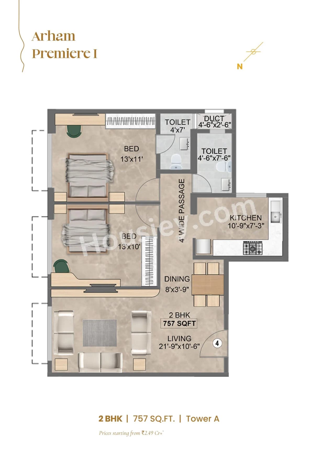 Unit plan - 757 sq.ft.