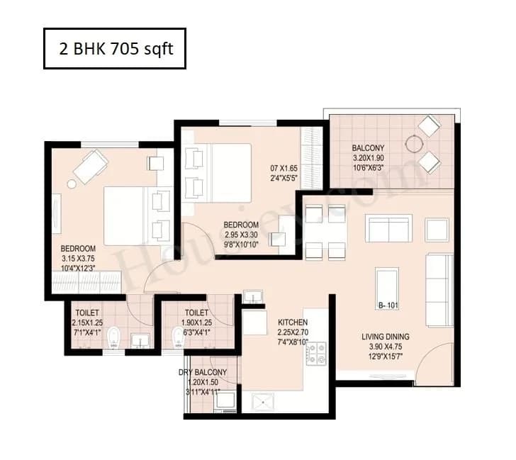 Unit plan - 705 sq.ft.